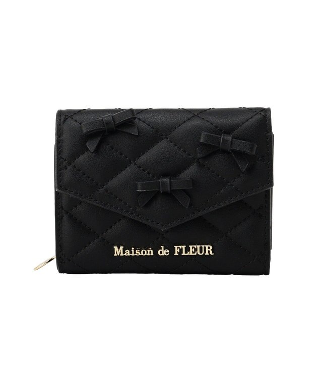Maison de FLEUR ロンバスキルトリボンウォレット Black