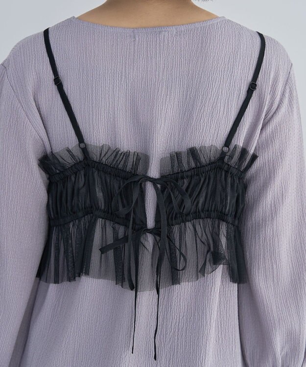 Green Parks ＳＥＴ２点チュールビスチェ＋表面感プルオーバー Black