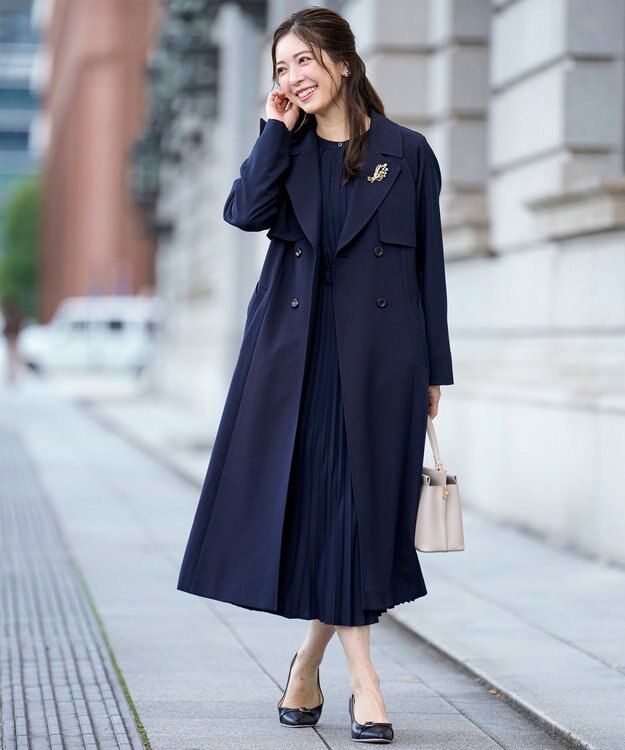 ANY SIS S エレガントロング トレンチ コート ネイビー