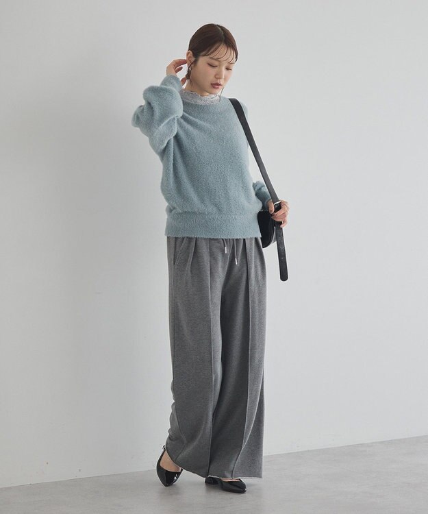 earth music&ecology ミニシャギープルオーバー Grayish Blue