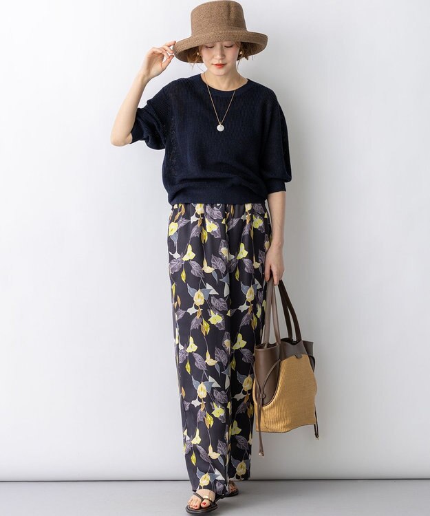 23区 S 【先行予約】ピュアリネン パフスリーブ ニット ネイビー系