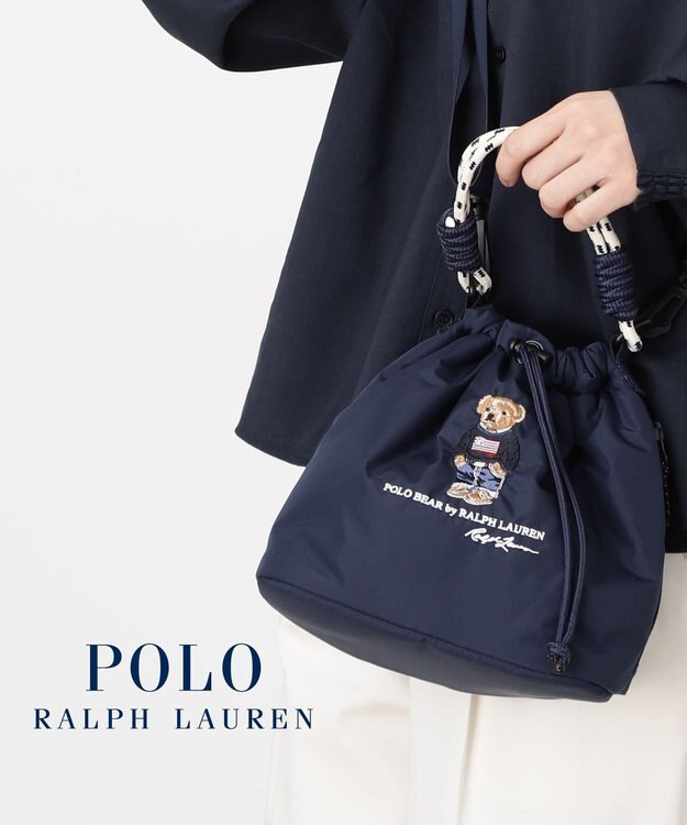 MOONBAT POLO RALPH LAUREN(ポロ ラルフローレン) FLAG BEAR ポロベア ショルダー レインバッグ 無地 刺繍 傘袋 ネイビーブルー
