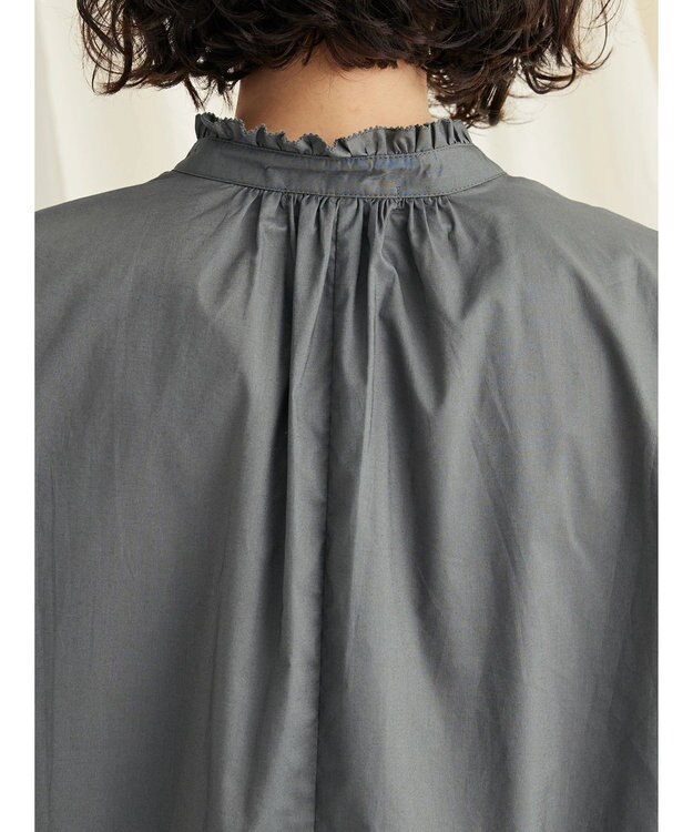 CRAFT STANDARD BOUTIQUE パールボタンピコフリルブラウス Khaki