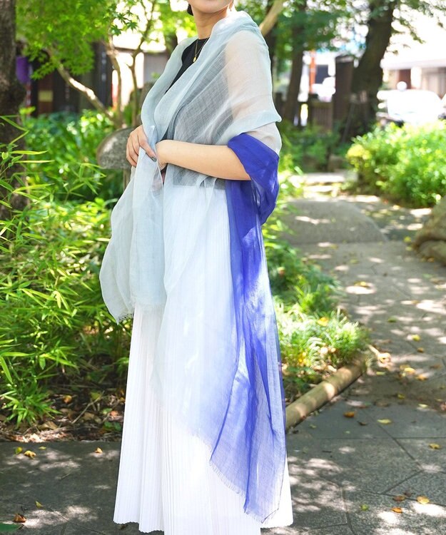 muto Ramie300 バーティカルグラデーション リネンストール ramie300 blue