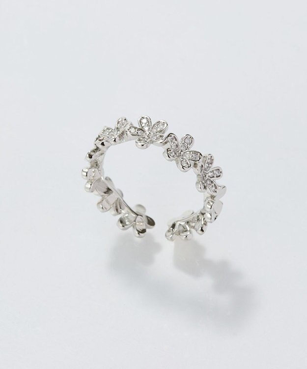 Phoebe フローラルビジューレースカフリング　シルバー シルバー