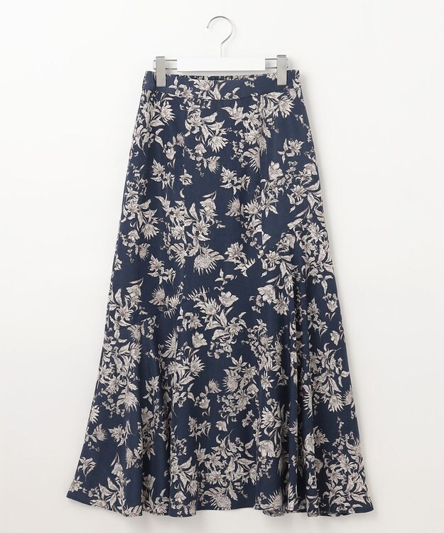 Feroux フラワーモチーフプリント スカート ネイビー系1