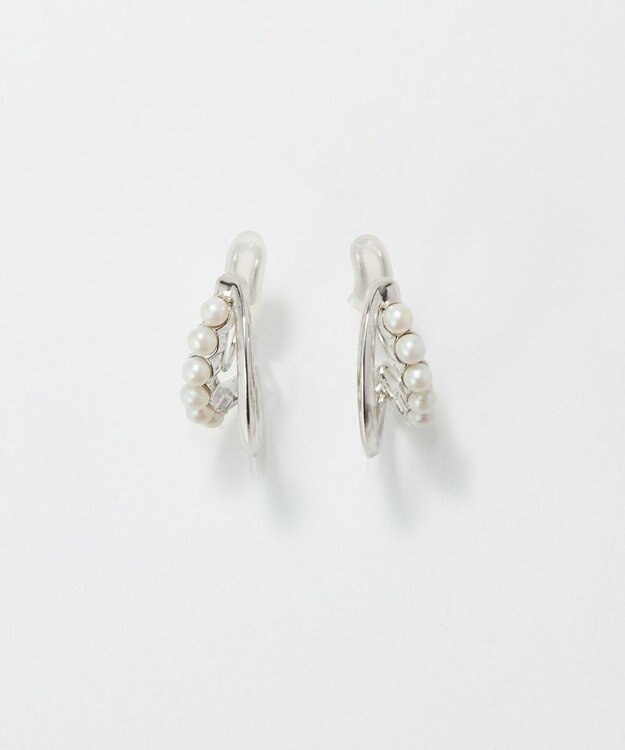 Phoebe 〈痛くないシリーズ/アレルギー対応〉プチパールダブルフープライトフィットイヤリング　シルバー シルバー