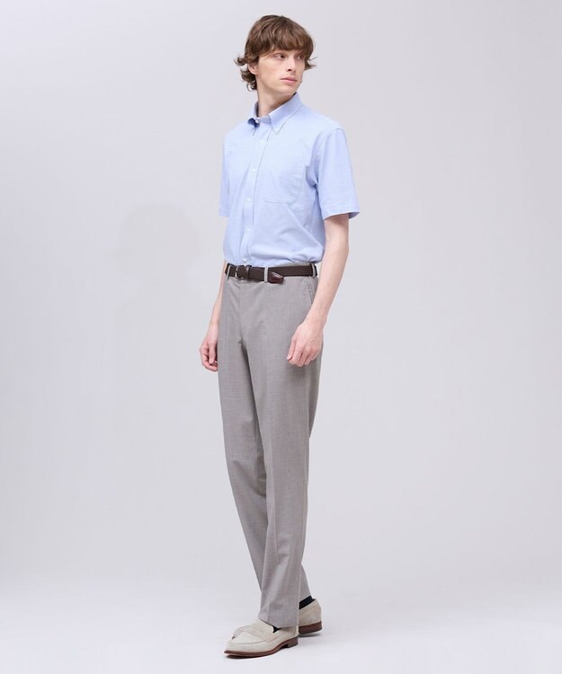 J.PRESS MEN 【吸水速乾 / 抗菌防臭 / 遮熱 / 防シワ】【J.PRESS OXFORD JERSEY】カノコインレイ半袖 シャツ / B.D. サックスブルー系