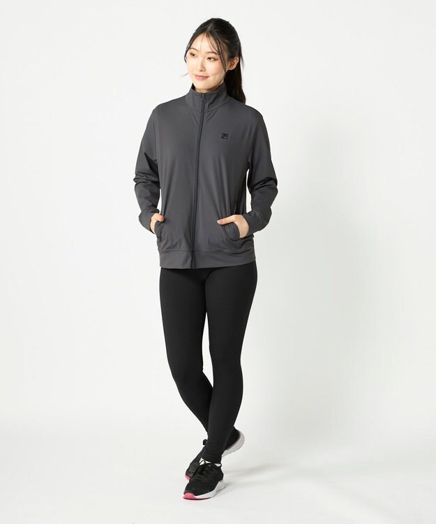 FILA GOLF／marie claire 【FILA GOLF】スタンドカラーフルジップブルゾン チャコールグレー