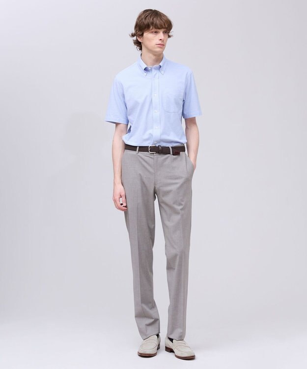 J.PRESS MEN 【吸水速乾 / 抗菌防臭 / 遮熱 / 防シワ】【J.PRESS OXFORD JERSEY】カノコインレイ半袖 シャツ / B.D. サックスブルー系