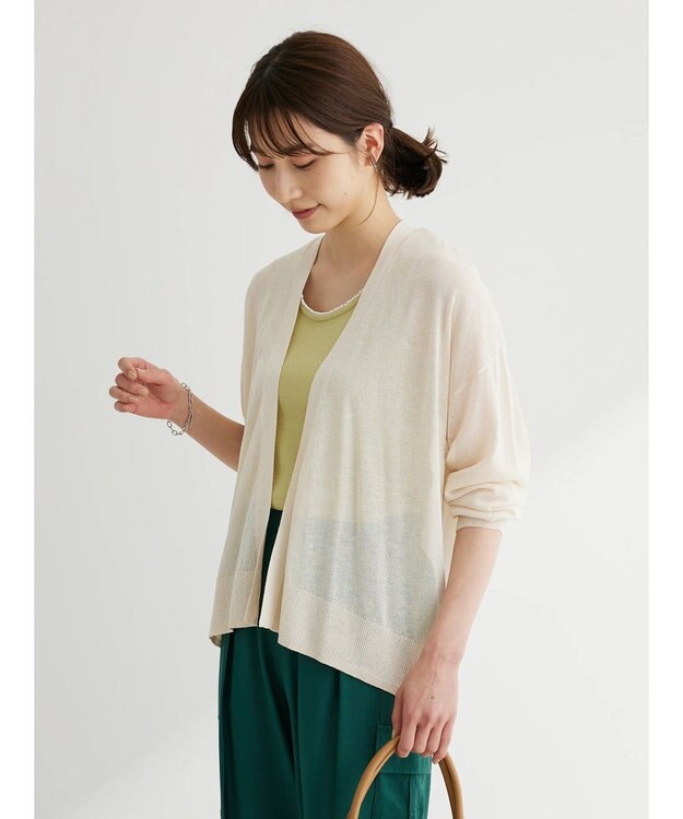 Green Parks 接触冷感ゆったりカーデ Off White