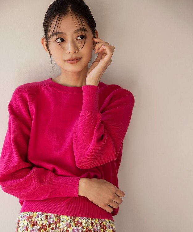 組曲 【選べる8色展開・春まで使える！】バックレースカラー ニット ラズベリー系