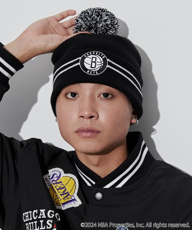 WEGO 【ユニセックス着用ITEM】別注NBA　ポンポンニットキャップ ブラック