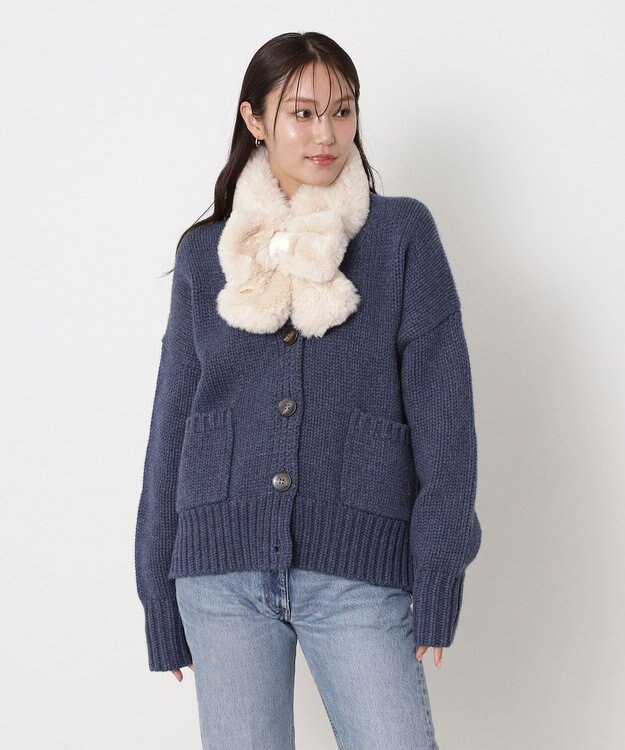 MOONBAT 【新色追加】PAUL & JOE ACCESSOIRES フェイクファーリボンマフラー ベージュ