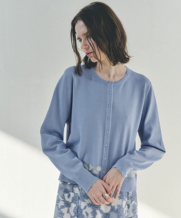 YECCA VECCA シアーMIXカーディガン Off White