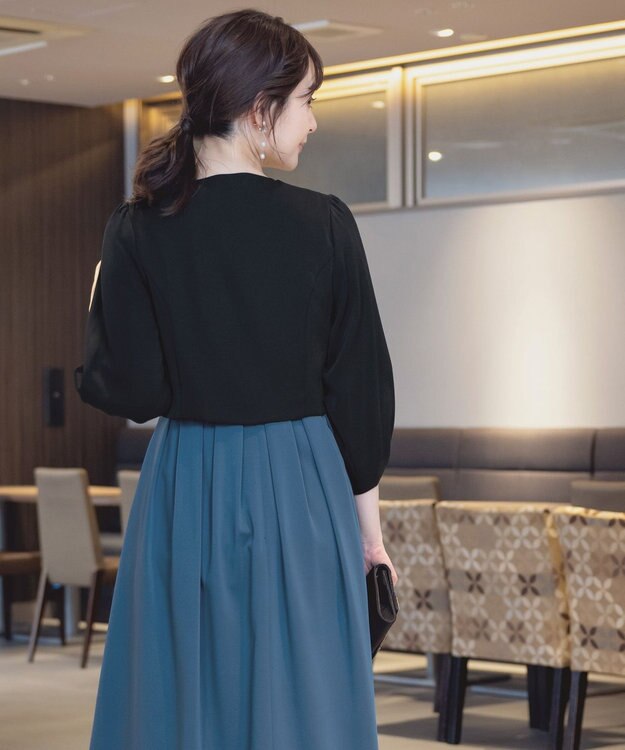 Tiaclasse L 【洗える】タックパフスリーブボレロ ブラック