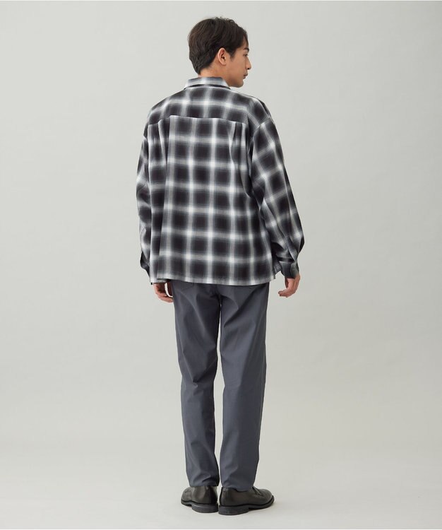 UNFILO MENS 【男女兼用】エアリーシアー オンブレシャツ ブラックチェック