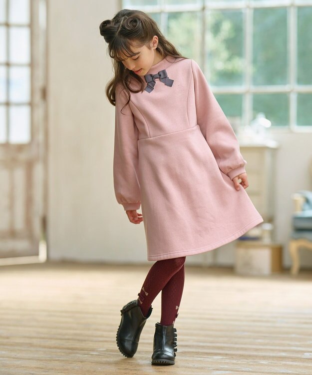組曲 KIDS 【110-140cm】リボンタイ ワンピース ピンク系