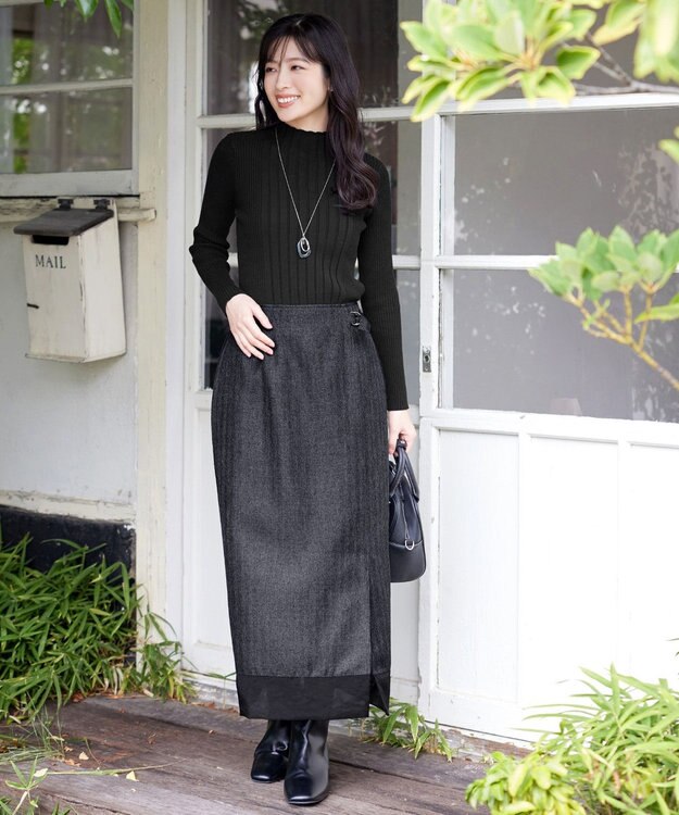 Tiaclasse 【新色追加・洗える】ランダムリブニットプルオーバー ブラックA