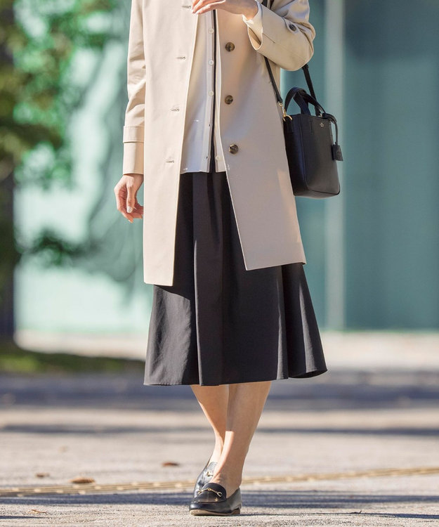 J.PRESS LADIES 【洗える】ソフトブロード ランダムタック スカート ブラック系