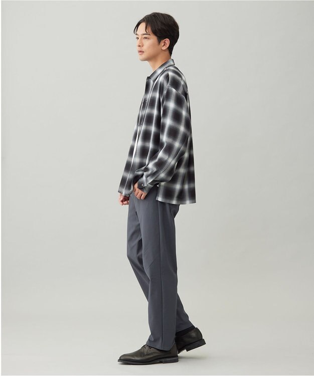 UNFILO MENS 【男女兼用】エアリーシアー オンブレシャツ ブラックチェック