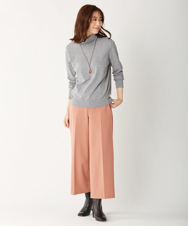 J.PRESS LADIES 【洗える】PRINCE タートルネック ニット ライトグレー系