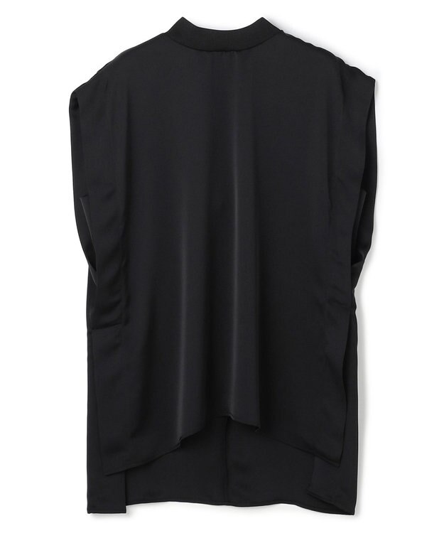 uncrave ライトダブルサテン タックブラウス ブラック