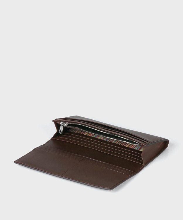Paul Smith ベジタンストライプトリム 長財布 ダークブラウン
