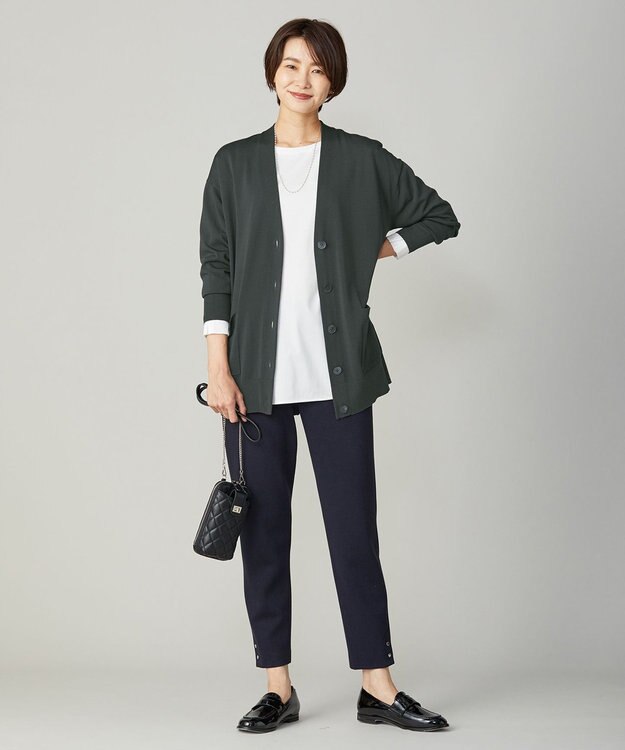 J.PRESS LADIES 【吸水速乾】プレーティングジャージー シャツテール カットソー ホワイト系