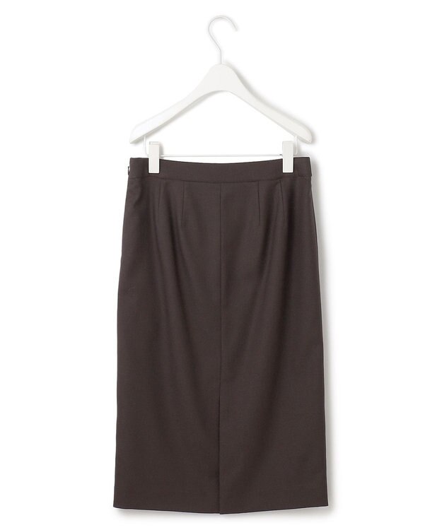 ICB L 【洗える】プロヴィスウールツイル  タイトスカート チャコール系