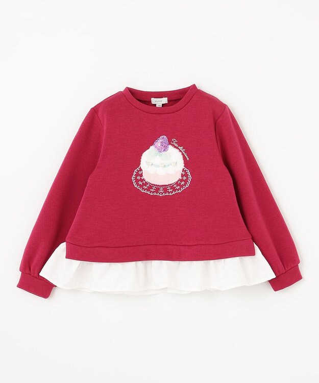 ANY KIDS 裏シャギーレイヤード風トレーナー レッド（ケーキ）