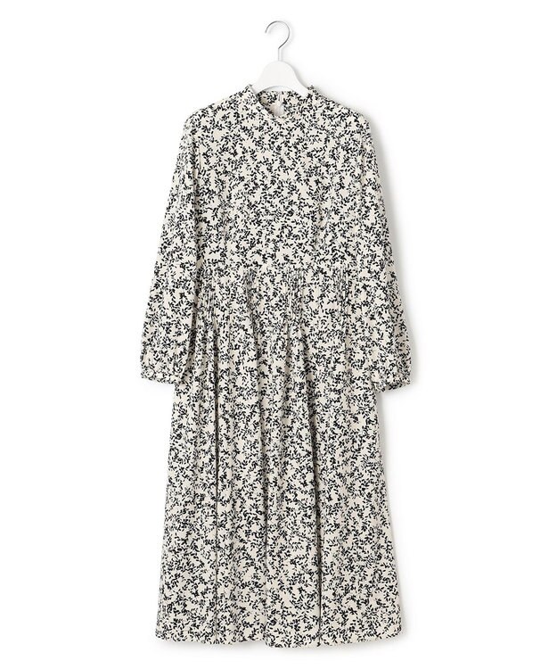 23区 【洗える】シャドーリーフプリント ワンピース アイボリープリント