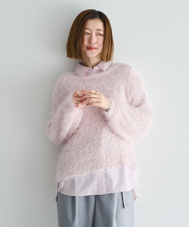 YECCA VECCA ラメ混シャギーニット Pink