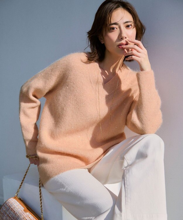 モヘヤミックススパングル Vネック ニット / 23区 S | ファッション