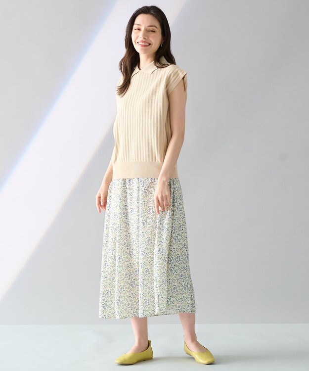 ANY アイレットパターン ニットプルオーバー サンドベージュ