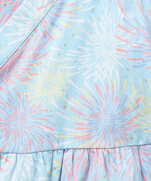 ANY KIDS 【洗濯機可能】簡単帯付き 甚平セット サックスブルー×花火