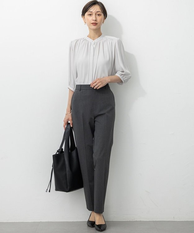 23区 L 【撥水加工/洗える】ドライ2WAYストレッチ テーパード パンツ グレー系