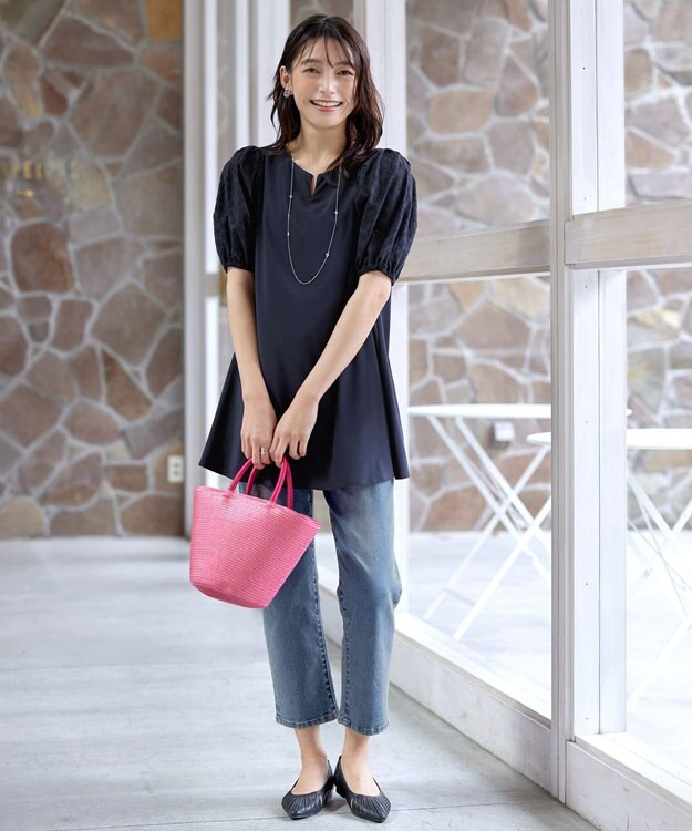 Tiaclasse 【安田美沙子さん着用・洗える】ストレッチストレートデニム ブルー