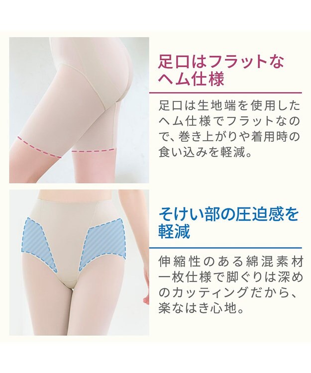 BRADELIS New York 【BRADELIS NewYork peace】綿混楽々ソフトガードル24 お尻周りをスッキリ補整 クロッチ付きで一枚ばき可能 ガードルショーツ シェルグレージュ