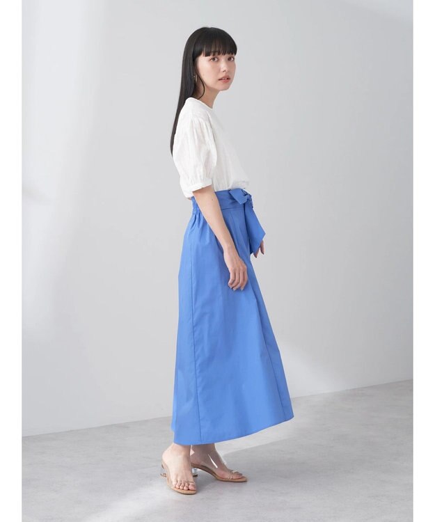 earth music&ecology ウエストリボンヘムスカート Blue