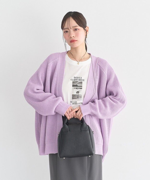 earth music&ecology アゼトッパーカーディガン Lilac