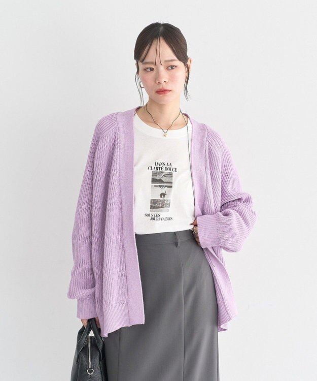 earth music&ecology アゼトッパーカーディガン Lilac