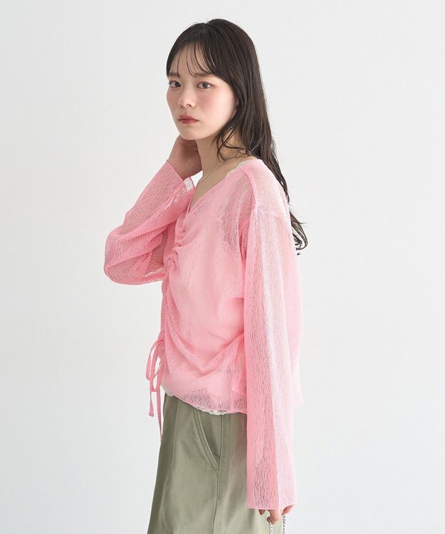 earth music&ecology フロントドロストシアープルオーバー Pink