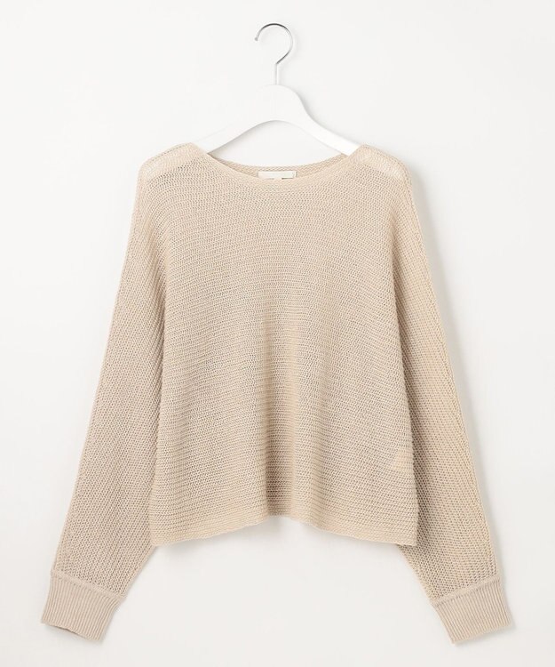 自由区 S 【洗える】リネンミドルゲージドルマンスリーブ ニット フラックス