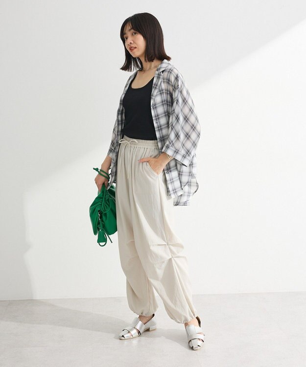 Green Parks 開襟シアーシャツジャケット Check