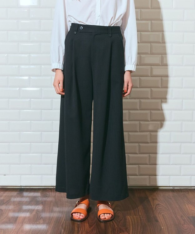 GRACE CONTINENTAL リネンタッチタックパンツ ブラック