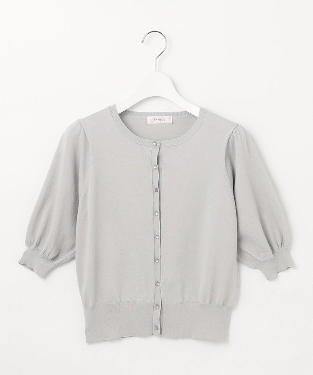 Feroux 【接触冷感・UVカット】ハーフスリーブ カーディガン スカイブルー系