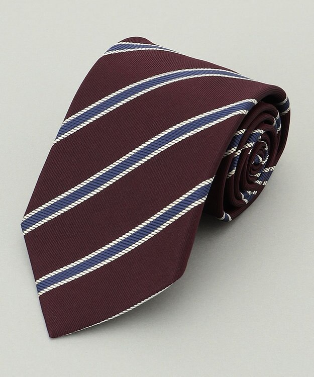 GOTAIRIKU リクルートにも【日本製】シルク ネクタイ_レジメンタル ワイン系1