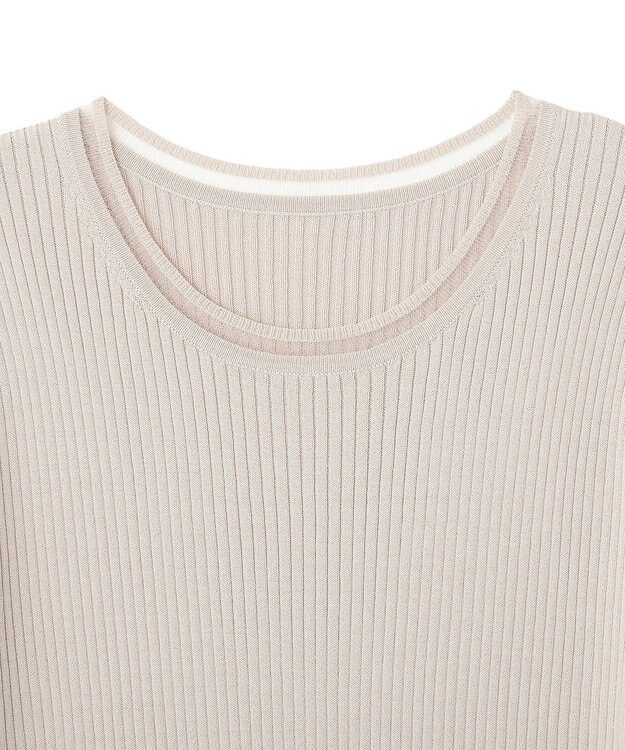 YECCA VECCA シアーMIX5分袖ニット Gray Beige