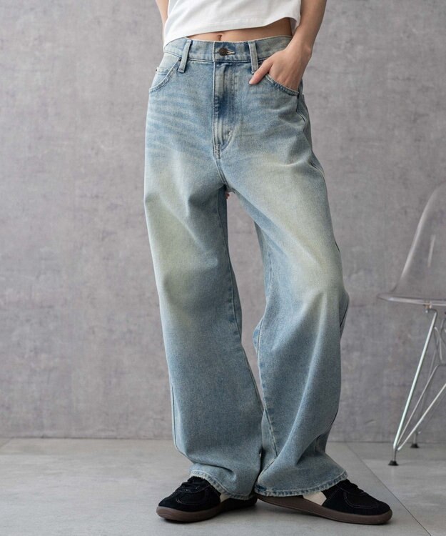 WEGO 【新色追加/美脚/XSSMLサイズ展開】ストレートデニムパンツ デニム淡加工色